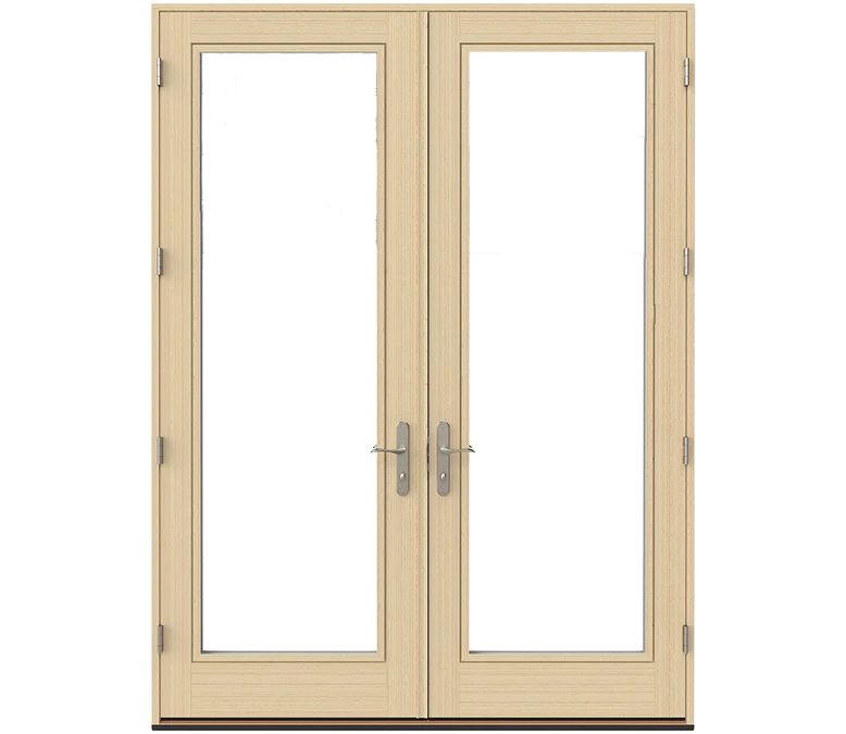 South Bend Pella Lifestyle Series Wood Double Hinged Patio Doors